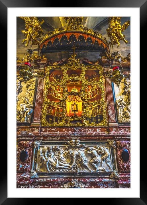 Golden Relic Cabinet Stone Statues Santa Maria Gloriosa de Frari Framed Mounted Print by William Perry