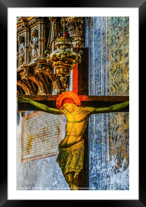 Christ Crucifixion Painting Frari Church Venice Italy Framed Mounted Print by William Perry