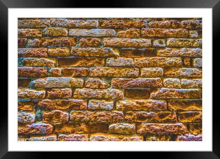 Colorful Bricks Abstract Brackground Venice Italy  Framed Mounted Print by William Perry