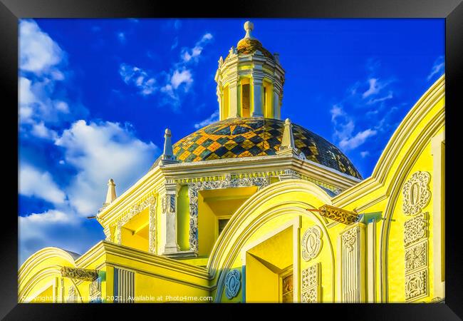 Yellow Dome San Cristobal Church Puebla Mexico Framed Print by William Perry