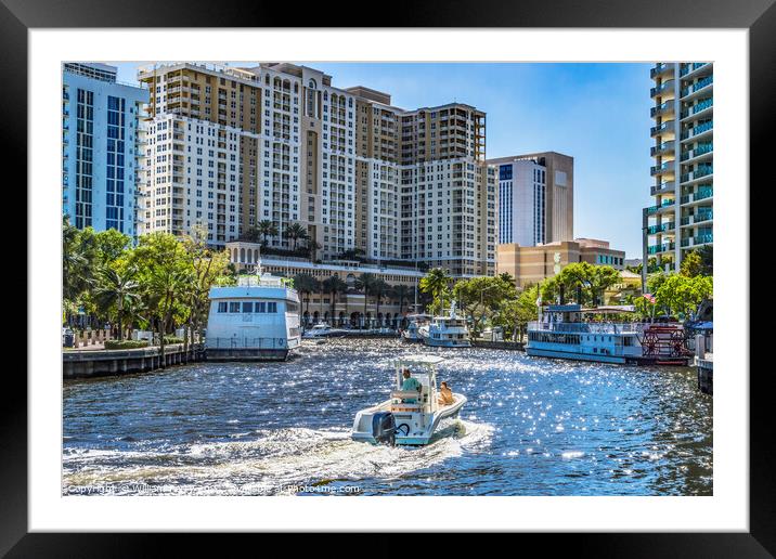 Boats Buildings Canal Fort Lauderdale Florida Framed Mounted Print by William Perry