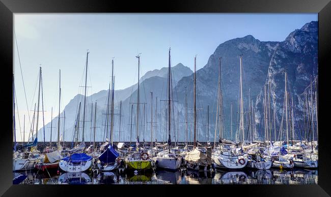 Mooring boats at the marina in Riva del Garda Italy Framed Print by Alfred S. Sikula
