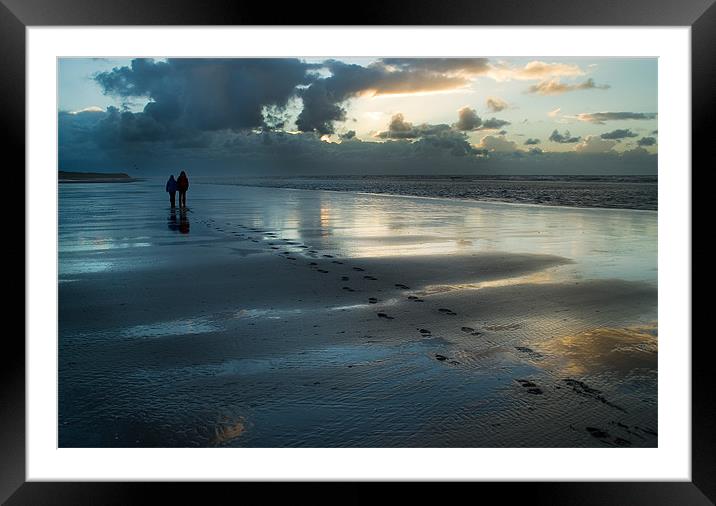 Foot prints in the sand Framed Mounted Print by Wayne Molyneux