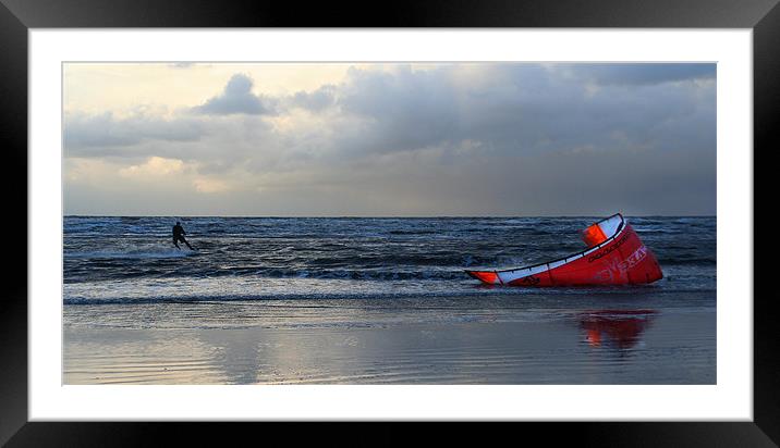 Ainsdale Kite Surfer Framed Mounted Print by Wayne Molyneux