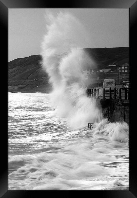 Sea Wall Wave Crash Framed Print by Wayne Molyneux
