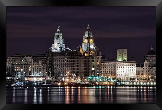 Liverpool Skyline at Night Framed Print by Wayne Molyneux