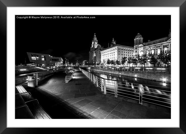 Liverpool at night Framed Mounted Print by Wayne Molyneux
