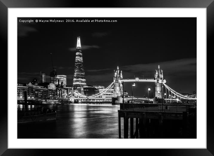 The Shard and Tower Bridge Framed Mounted Print by Wayne Molyneux