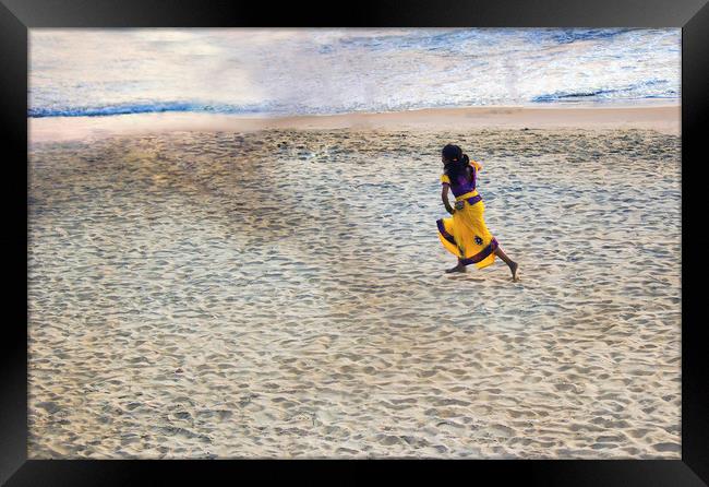 A small girl in a traditional Indian yellow dress  Framed Print by Arpan Bhatia