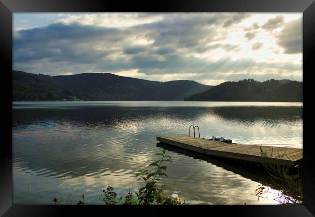 A wide angle view of Roznowskie lake against drama Framed Print by Arpan Bhatia