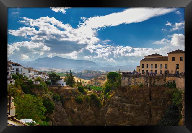 Ronda, Spain - Wide angle view of famous Ronda vil Framed Print by Arpan Bhatia
