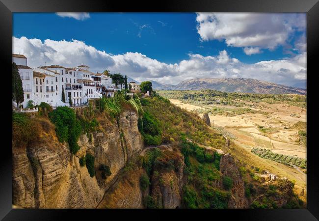 Ronda, Spain - Wide angle view of famous Ronda vil Framed Print by Arpan Bhatia