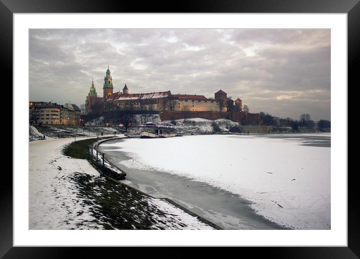 Krakow, Poland -  Wide angle view of famous wawel  Framed Mounted Print by Arpan Bhatia