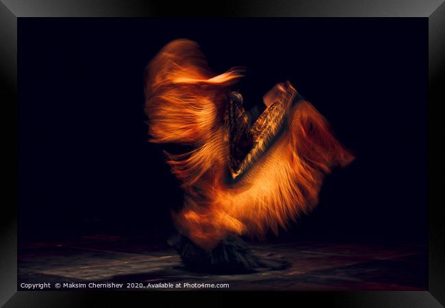 Flamenco dancer in traditional costume with shawl  Framed Print by Maksim Chernishev