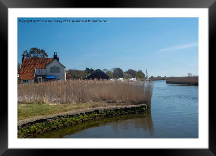 Sunny day on the Norfolk Broads Framed Mounted Print by Christopher Keeley