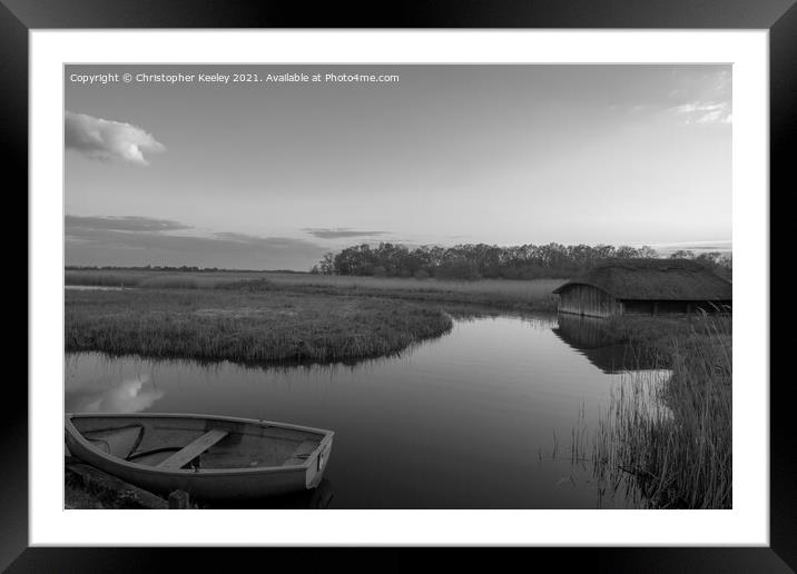 Black and white Hickling Broad Framed Mounted Print by Christopher Keeley