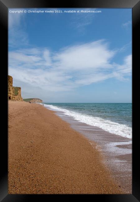West Bay beach and cliffs Framed Print by Christopher Keeley