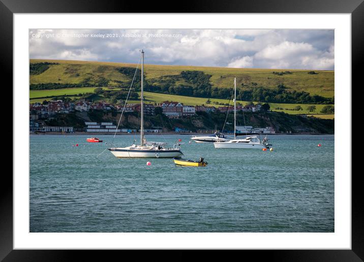 Swanage harbour in Dorset Framed Mounted Print by Christopher Keeley