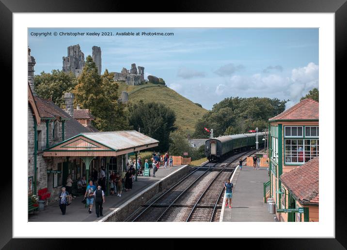 Corfe Castle railway station Framed Mounted Print by Christopher Keeley