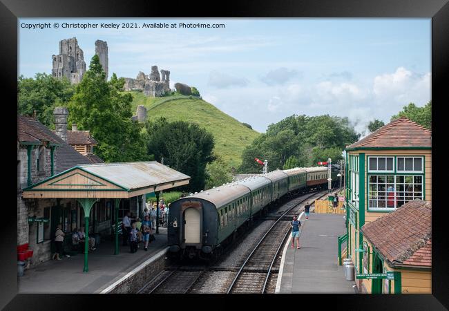 Corfe Castle train station Framed Print by Christopher Keeley