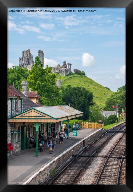 Corfe Castle train station Framed Print by Christopher Keeley