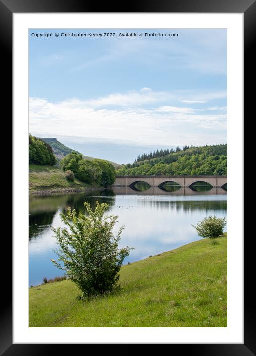 Blue skies at Ladybower Reservoir Framed Mounted Print by Christopher Keeley