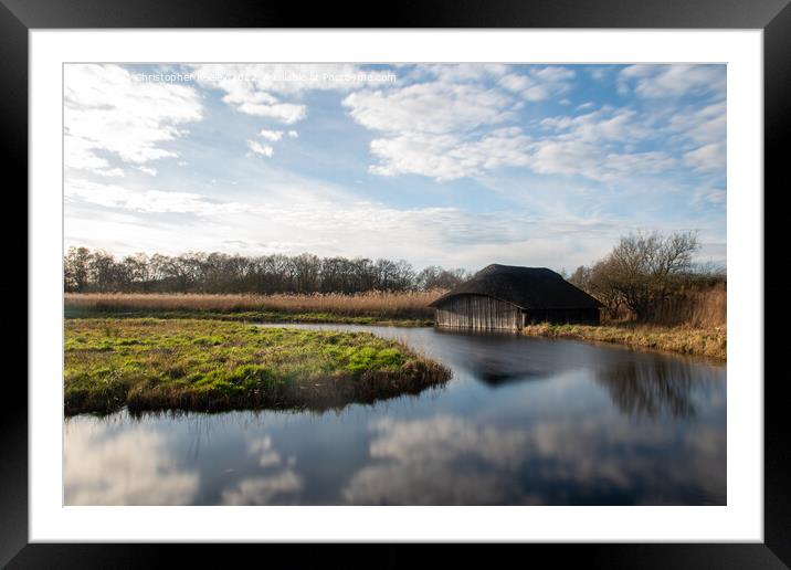 Reflections at Hickling Broad Framed Mounted Print by Christopher Keeley