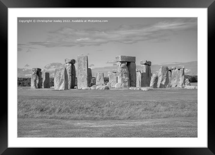 Stonehenge in black and white Framed Mounted Print by Christopher Keeley