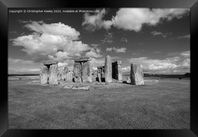 Stonehenge in monochrome Framed Print by Christopher Keeley