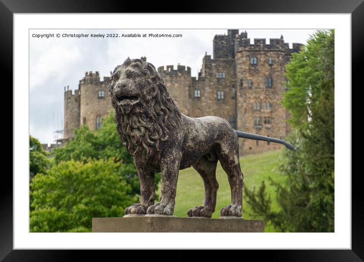 Lion statue at Alnwick Castle Framed Mounted Print by Christopher Keeley