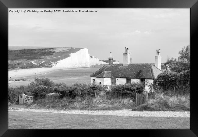 Seven Sisters Cliffs in monochrome Framed Print by Christopher Keeley