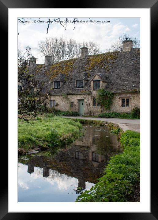 Arlington Row cottages in Bibury, Cotswolds Framed Mounted Print by Christopher Keeley
