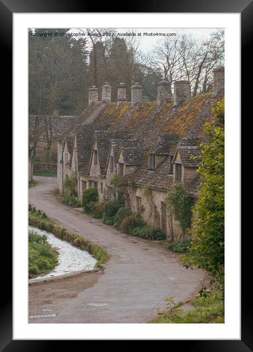 Arlington Row cottages in Bibury Framed Mounted Print by Christopher Keeley