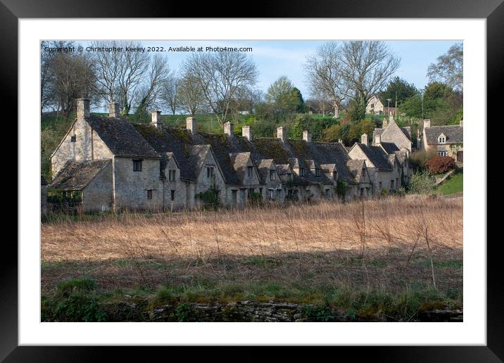 Cotswolds Arlington Row cottages, Bibury Framed Mounted Print by Christopher Keeley