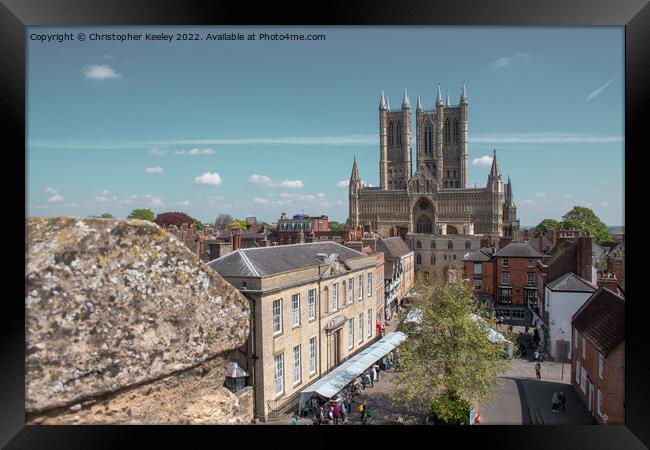Lincoln Cathedral from the castle walls Framed Print by Christopher Keeley