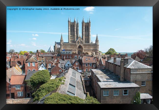 Blue skies over Lincoln Cathedral Framed Print by Christopher Keeley