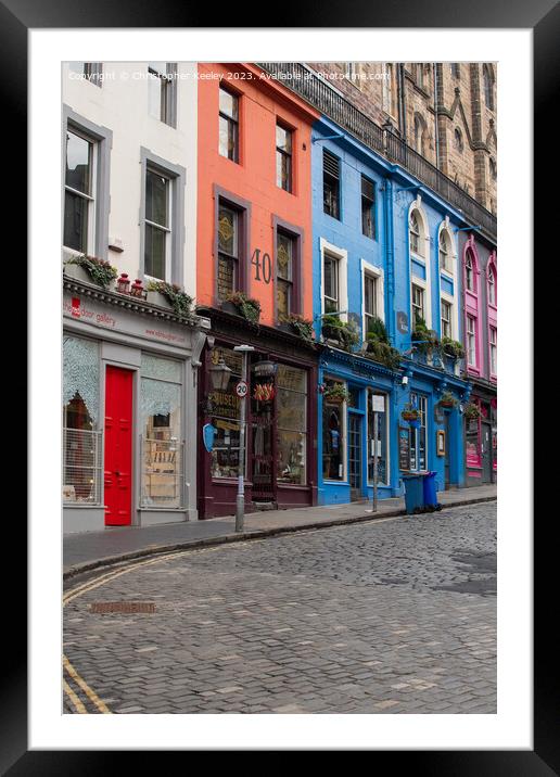 Row of colourful shops on Victoria Street, Edinburgh Framed Mounted Print by Christopher Keeley