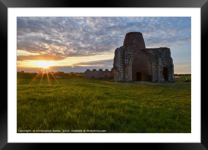Sunset at St Benet's Abbey Framed Mounted Print by Christopher Keeley