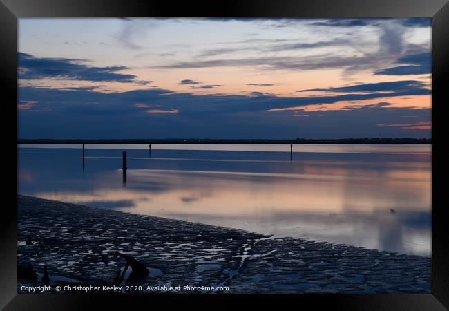 Sunset over Breydon Water Framed Print by Christopher Keeley