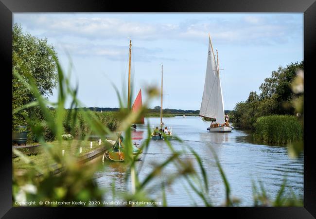Sailing on the Norfolk Broads Framed Print by Christopher Keeley