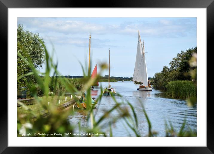 Sailing on the Norfolk Broads Framed Mounted Print by Christopher Keeley