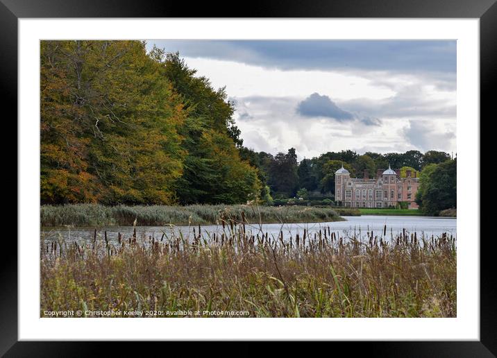 Blickling Hall from across the lake Framed Mounted Print by Christopher Keeley