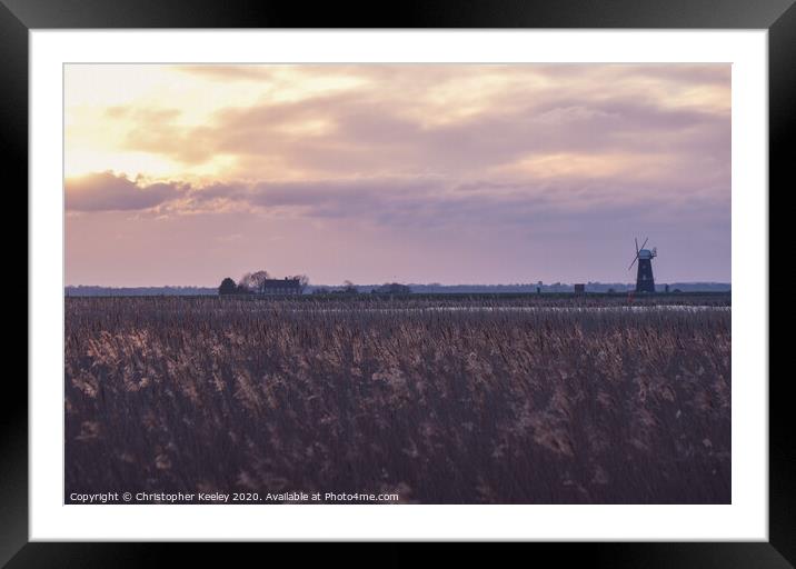 Sunset at Burgh Castle Framed Mounted Print by Christopher Keeley