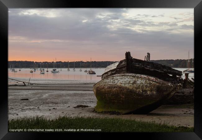 Pin Mill boat graveyard Framed Print by Christopher Keeley