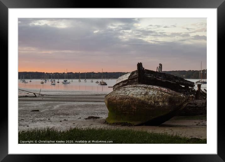 Pin Mill boat graveyard Framed Mounted Print by Christopher Keeley