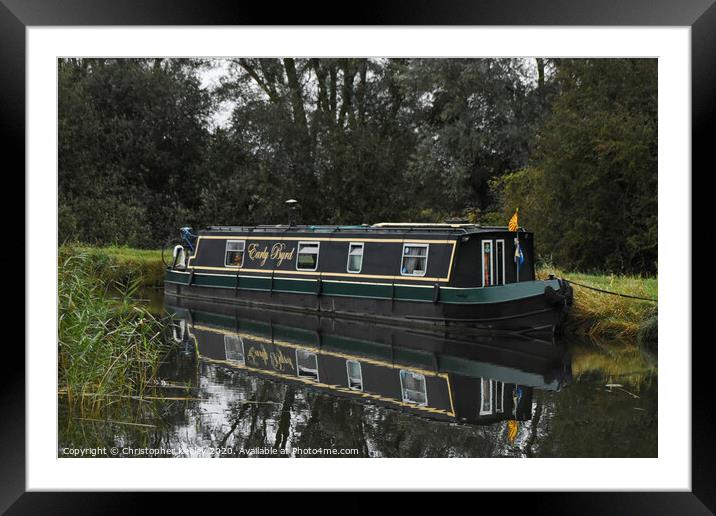 Barge on the river Framed Mounted Print by Christopher Keeley