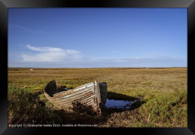 Blakeney boat Framed Print by Christopher Keeley