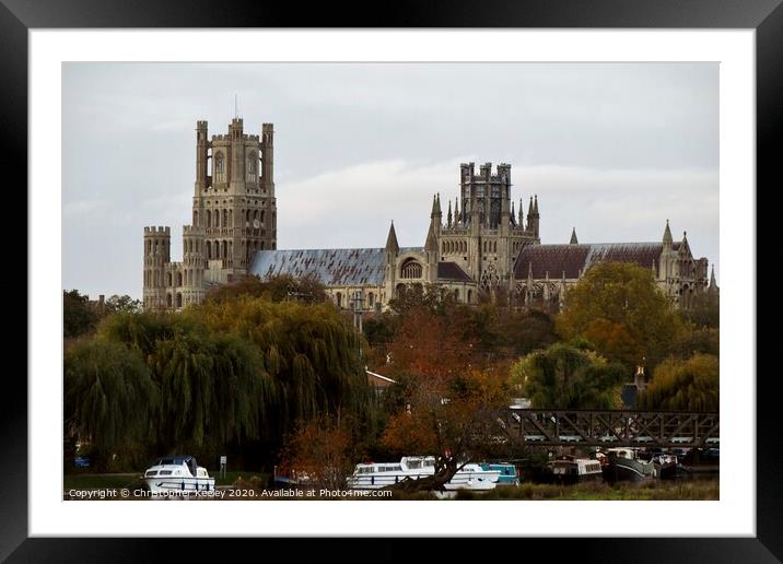 Autumn colours at Ely Cathedral Framed Mounted Print by Christopher Keeley