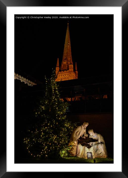 Norwich Cathedral at Christmas  Framed Mounted Print by Christopher Keeley