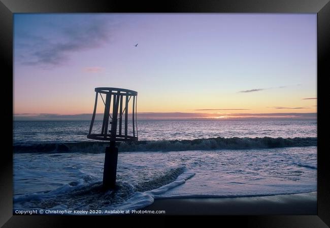 Sunrise at Gorleston beach Framed Print by Christopher Keeley